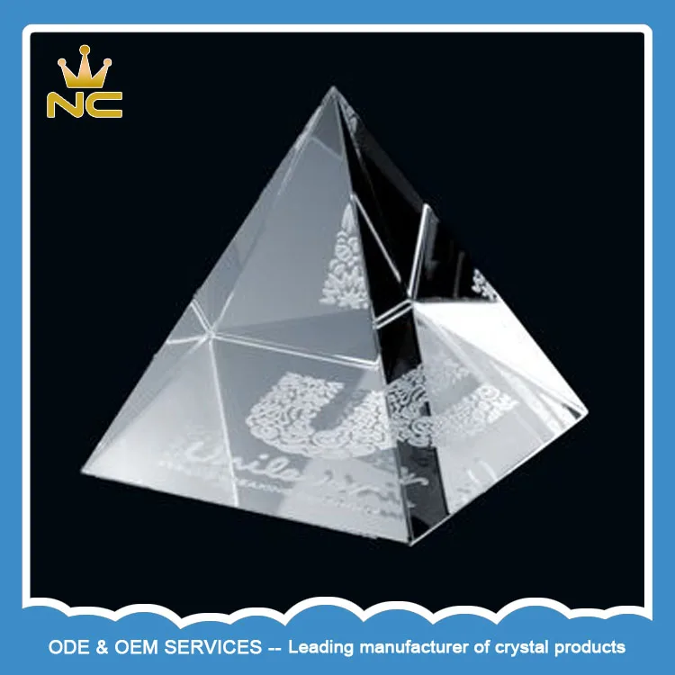 Personalized 3D Laser Optical Crystal Pyramid For Glass Prism Paperweight Decorations