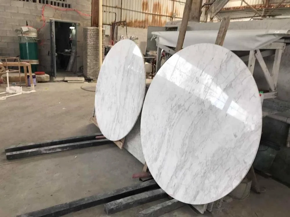 Round Marble Coffee Table with stainless steel frame