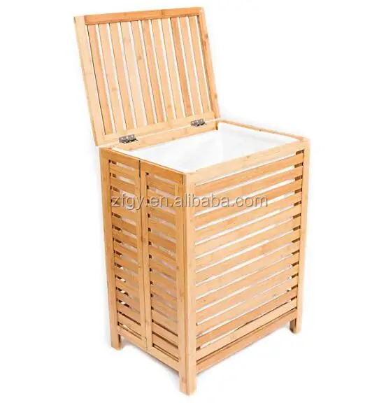 Складная деревянная корзина для белья с хлопковой подкладкой