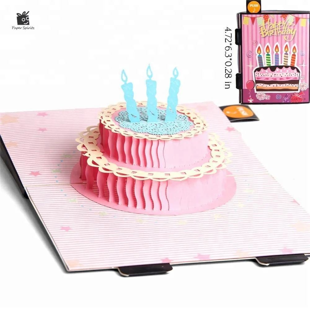Music 3D Pop Up Birthday Cake Card Musical Greeting Cards Happy Birthday to You