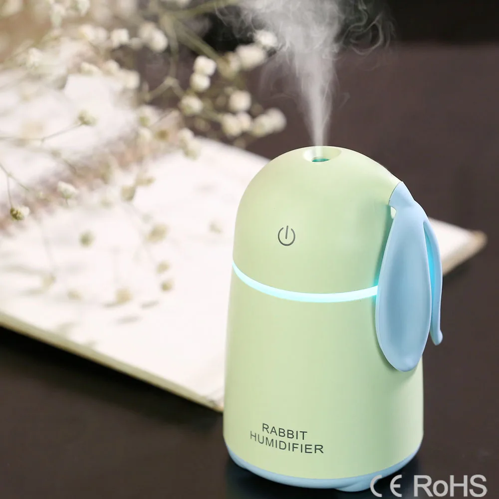 
Ultrasonic Air Humidifier for Baby Pregnant Cartoon Rabbit 170ML USB Essential Oil Diffuser LED Light Lamp Car Air Purifier 