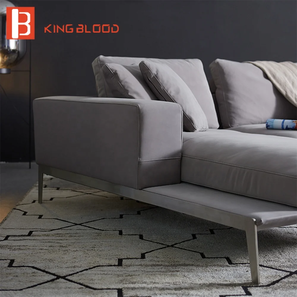 latest design living room sofas luxury furniture corner fabric genuine nubuck leather sofa set