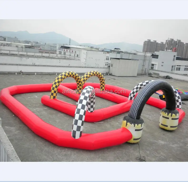 A6005 kids toy outdoor cars race track zorb ball race track inflatable go kart race track