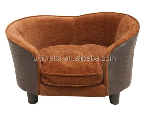 
PawHut Luxury Pet Sofa Bed Dog Cat Plush Couch Lounge w/ Cushion Brown 