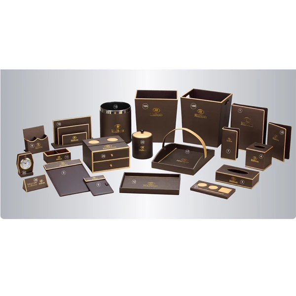 Hotel Supplier High-end Faux Leather Hotel Room Accessories Set