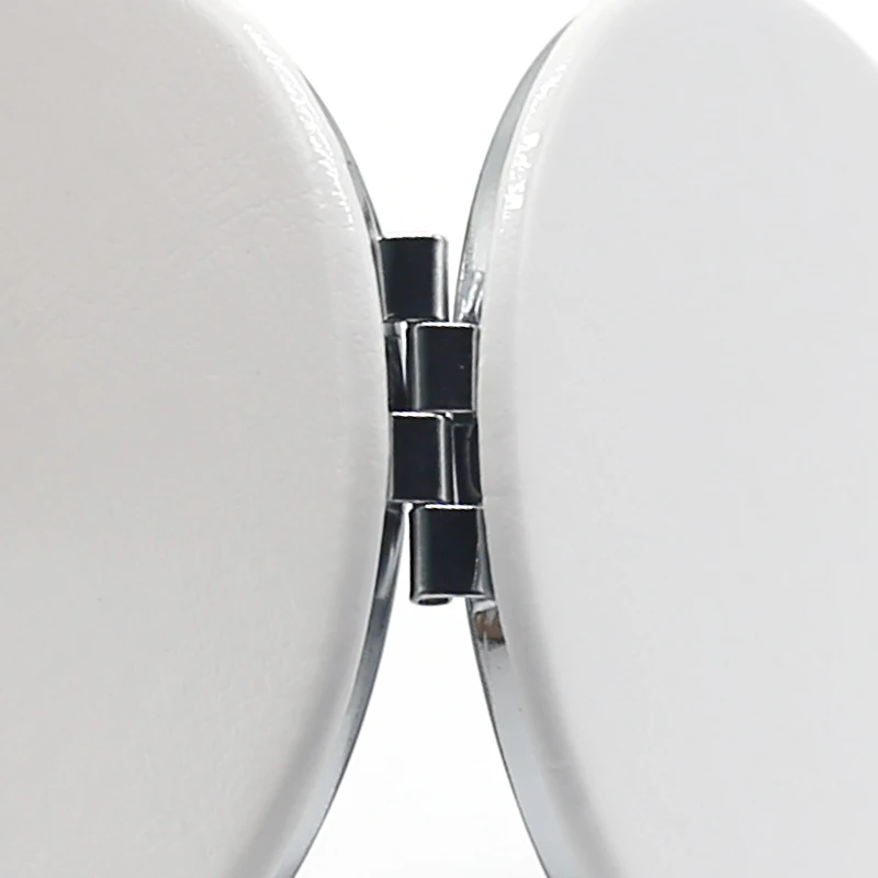 Custom Logo Foldable PU Leather Makeup Mirror Small Hand Double Sided Pocket Mirror Cosmetic Mini Metal Vanity Mirror