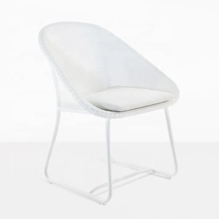 Nice poly rattan outdoor dining chair with metal legs