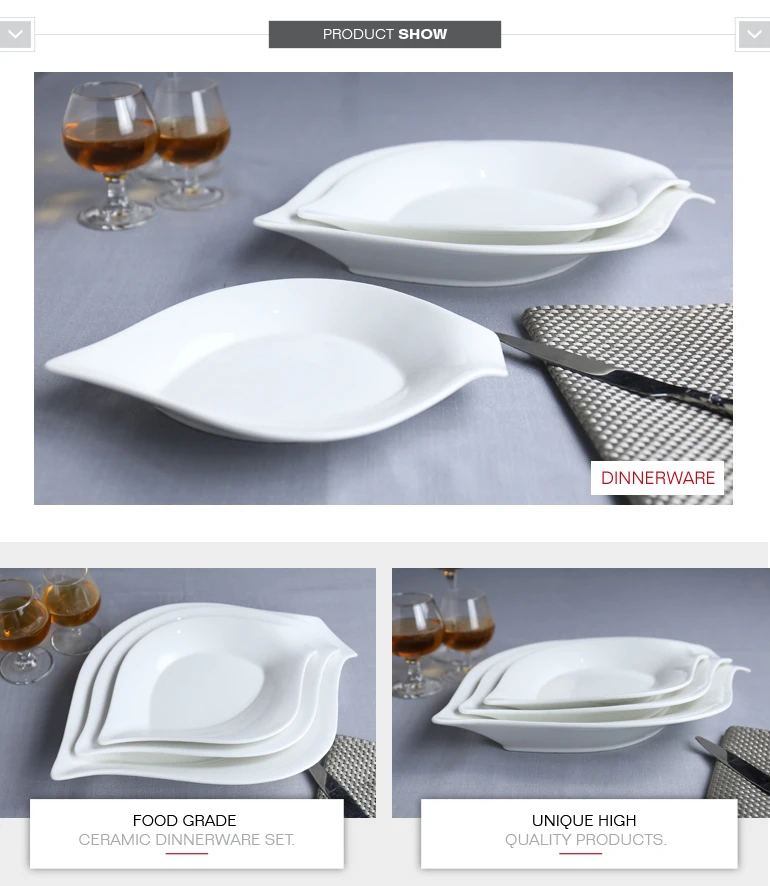 dinnerware restaurant wholesale ceramic leaf shape dish plate for snack food