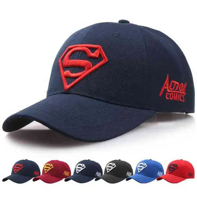 6 Panel Baseball Cap Superman Embroidery Sport Hat Wholesale Outdoor Caps