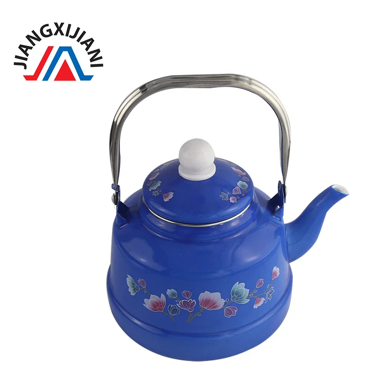 
2.5L Blue Bell Enamel Kettle stainless handle cast iron camping kettle 