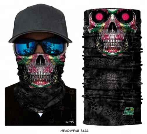 Wholesale 3D Seamless Bandana Neck Gaiter Motorcycle 3D Animal Skull Halloween Jokers Bandana Scarf Balaclava Headband Scarves