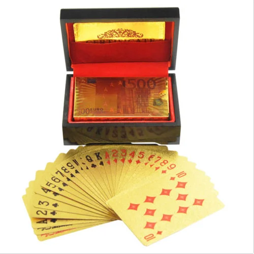 
Customized Etch cut through metal Golden business card / Golden metal playing card 