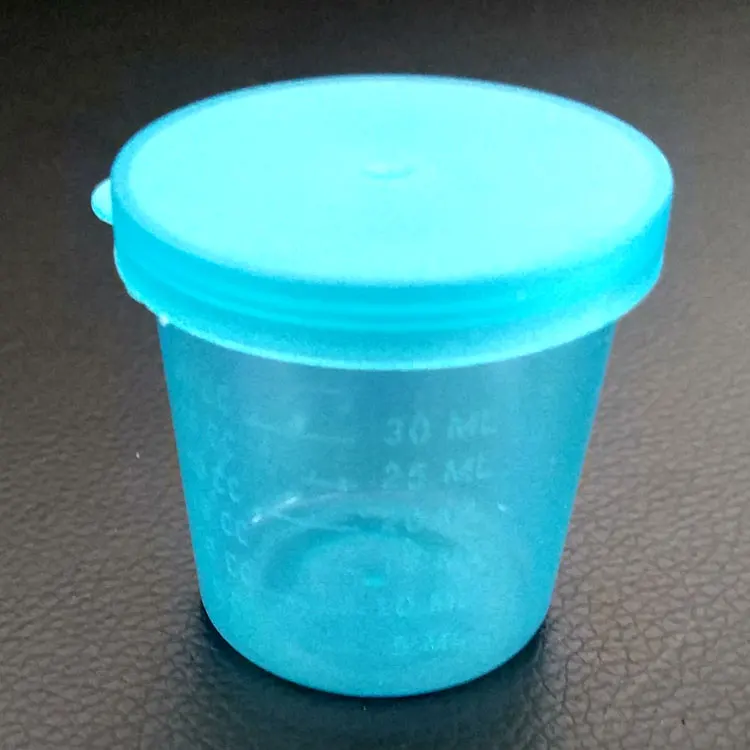 30ml plastic specimen cup  sputum container sterile with lid