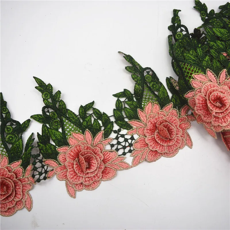 Clothing lace accessories multicolor embroidery water soluble lace border hem lace for garment