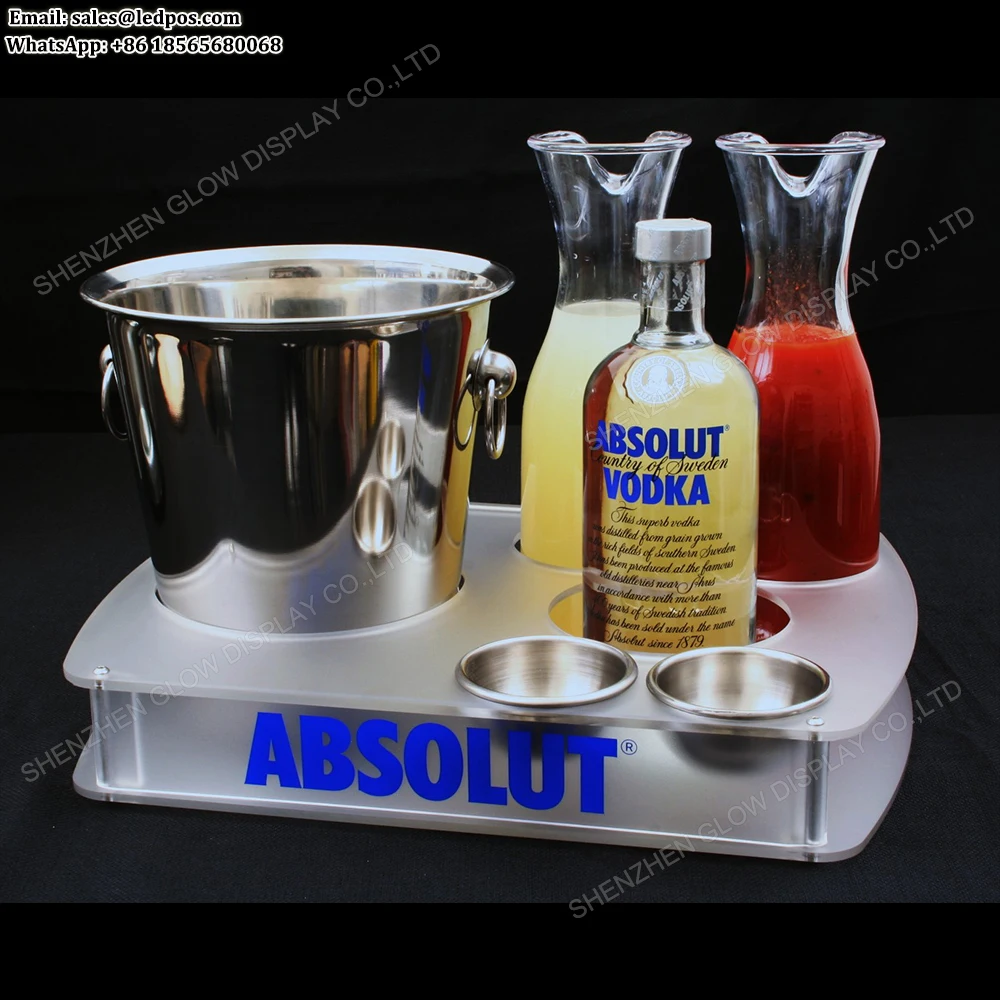 Frosted Acrylic Rectangle Bucket Carafes Limes Bowl Bottle Holder Service Tray with Customized Logo