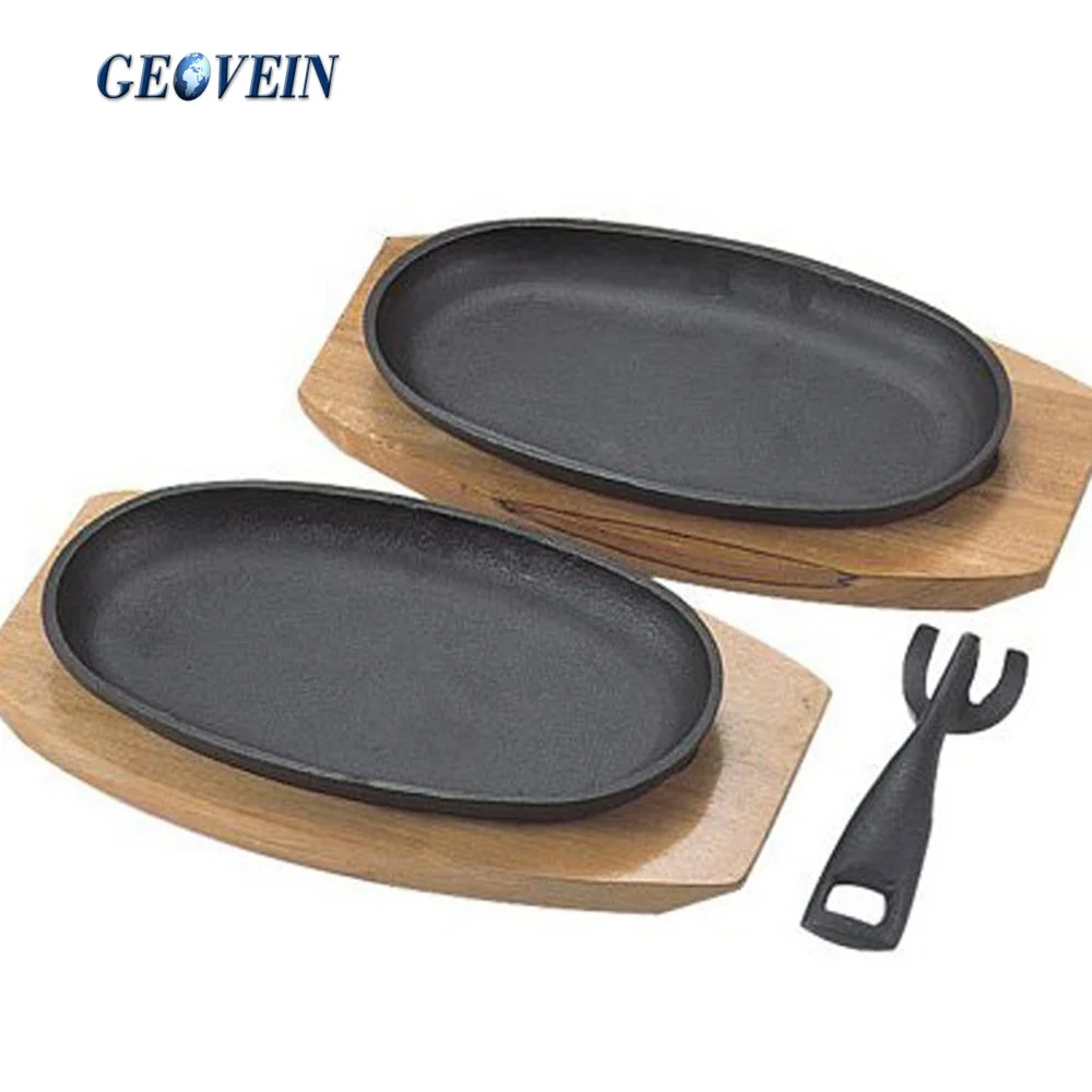 Oval BBQ Steak On Gas Stones Steaks Hot Rock Flat Grill Plate