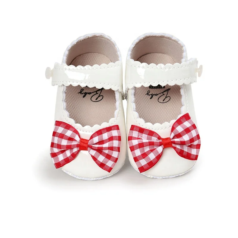 Оптовая продажа, клетчатые детские туфли с бантом, для маленьких девочек, для новорожденных, обувь принцессы
