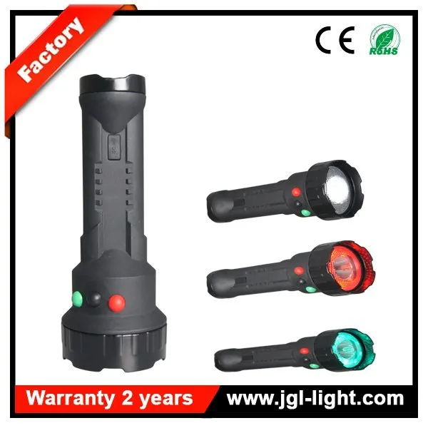 Super Bright 210lm RGB railway 3.7v rechargeable LED signal flashlight 5JG-A370