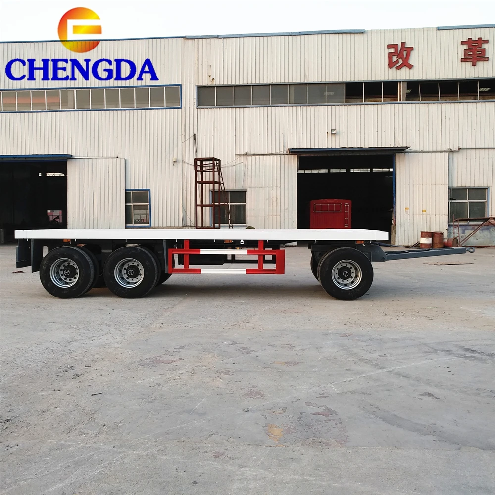 Light Weight 3 Axle Turntable 30 Ton Flatbed Side Wall Dolly Drawbar Full Trailer