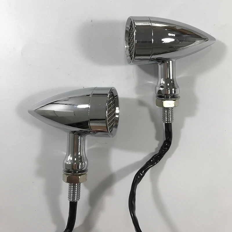 Classic Bullet Motorcycle Turn Signal Lights Custom LED Blinker Indicator Amber Turning Lamp With Mesh For Scooter Bicycle