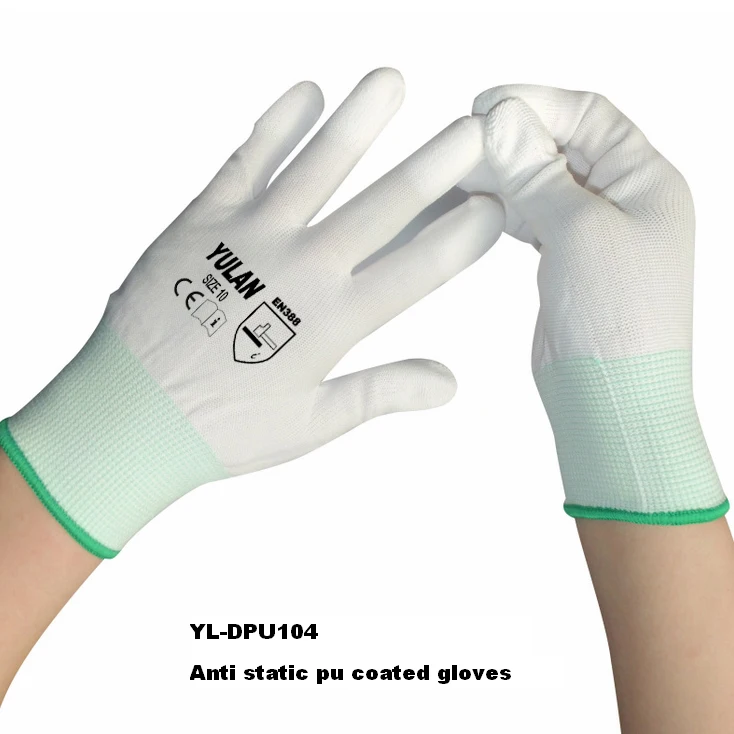 EN388 13G polyester/Nylon anti-static Carbon fiber coated ESD PU gloves