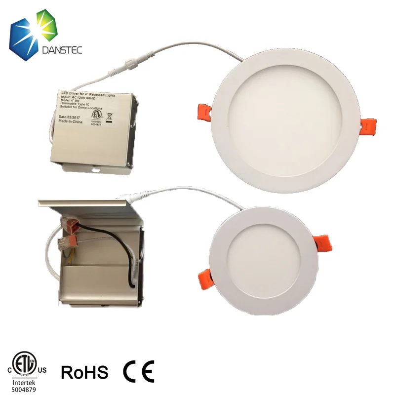 ETL recessed concrete ceiling light 4' 9W led downlight dimmable pot lights