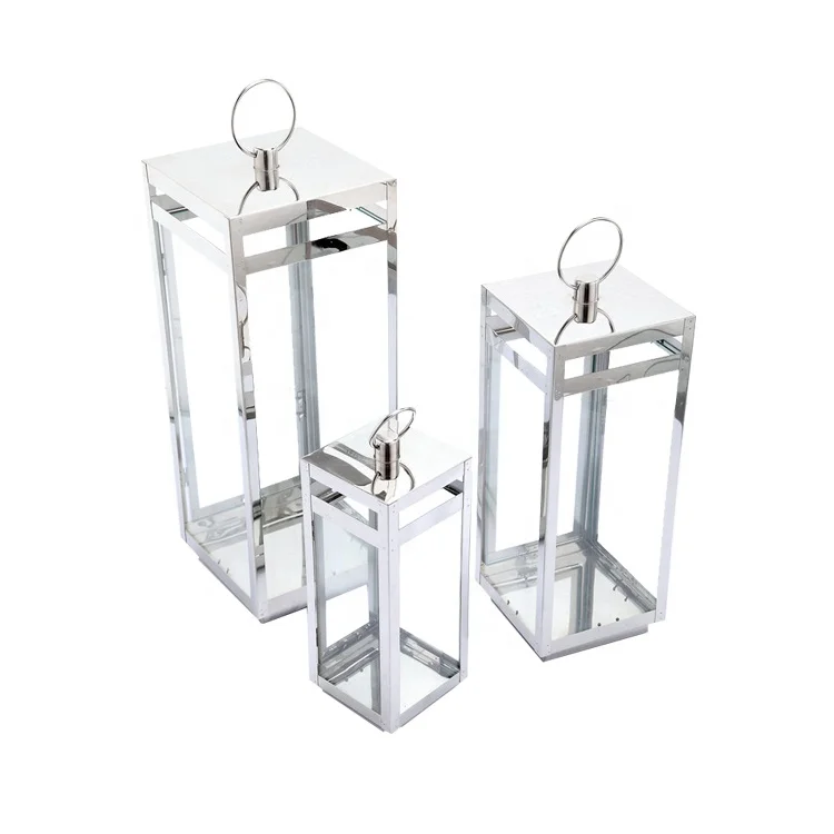 
Home Decoration Outdoor and Indoor Geometric Romantic Vintage Metal Glass Candle Lantern 