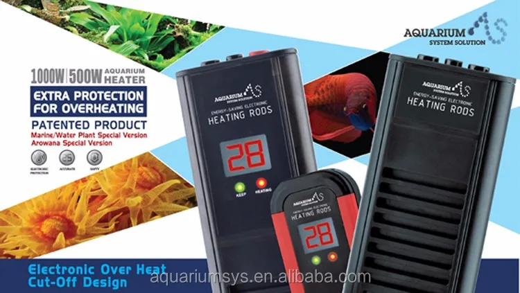 A.S. 500W/For Arowana - AS Compact Aquarium Heater Fish Tank Heater Electronic Heating Rods Digital Temperature Controller