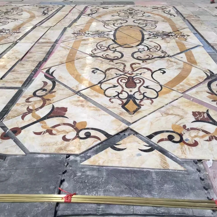 Professional designer marble waterjet medallion floor tiles carpet