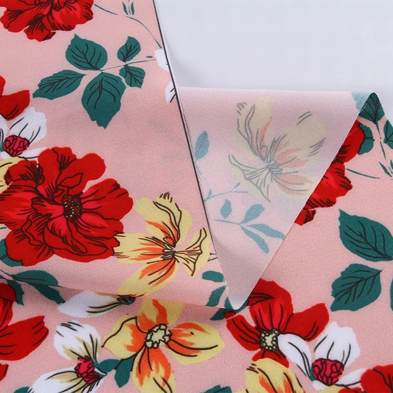 China suppliers floral woven polyester fashion print 50D plain four way fabric textile for clothes