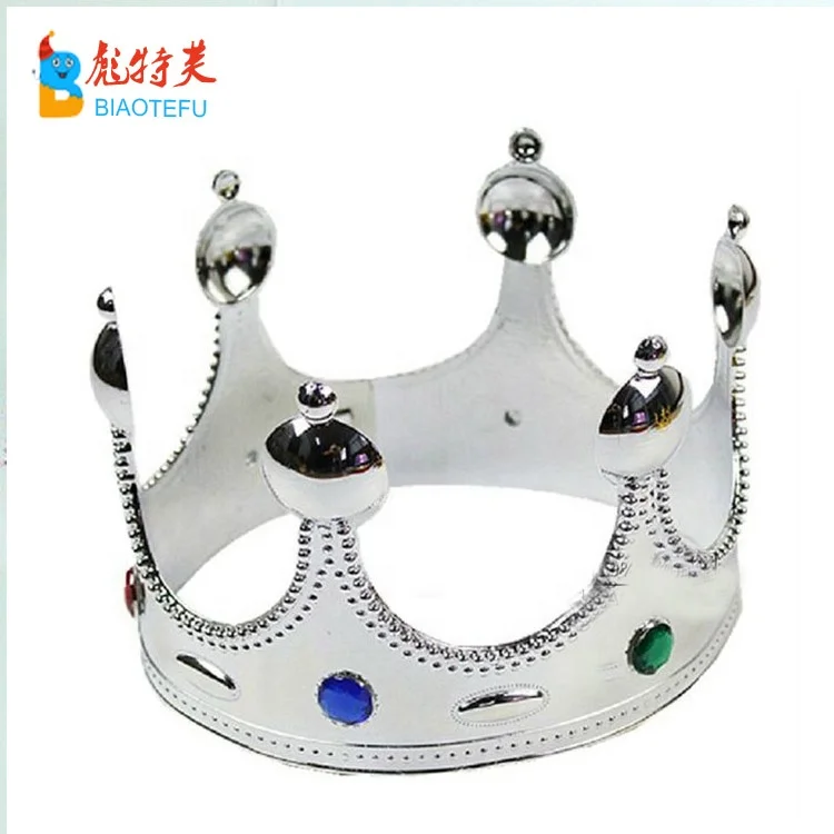 Kids king adjustable golden silver plastic crown hat headwear