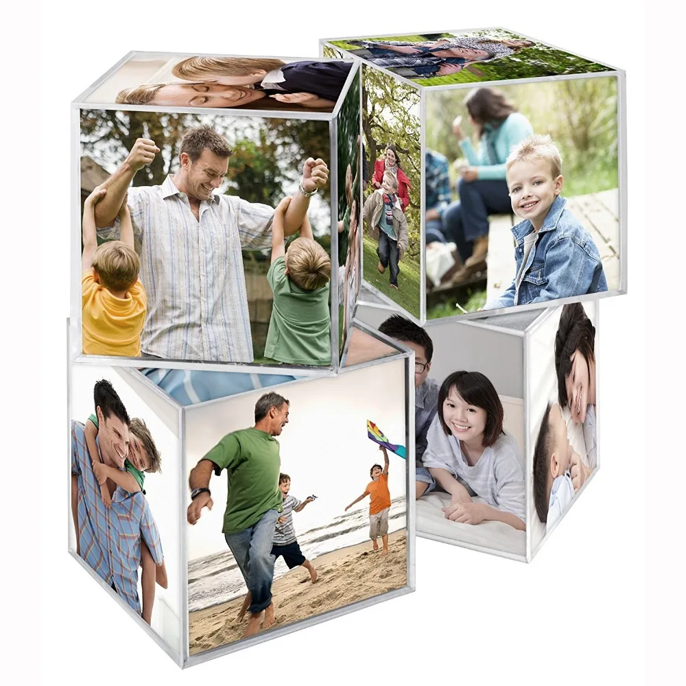 Factory Wholesale Luxurious Home Decor Clear 6 Sided Photo Cube Frame Acrylic Photofunia Photo Frame