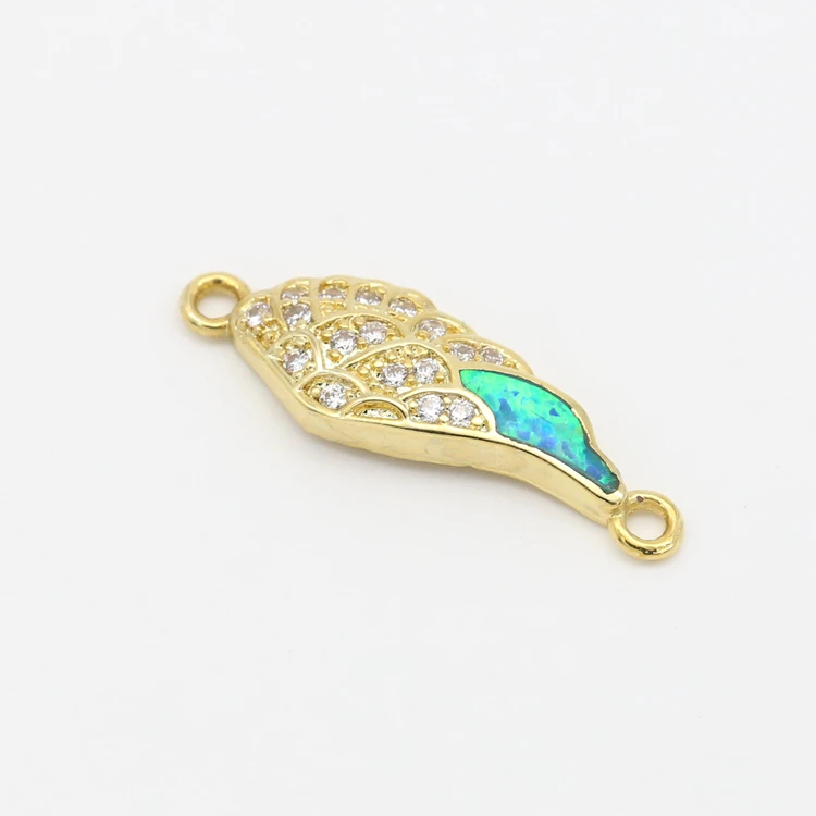 
Link Finding Opal micro paved Jewelry Bracelet Connector , Wing Cubic Zirconia CZ Connector 