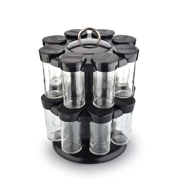 Kitchen & tabletop 16pcs Double-layer Rotary Plastic Spice Rack Sets With Spice jar