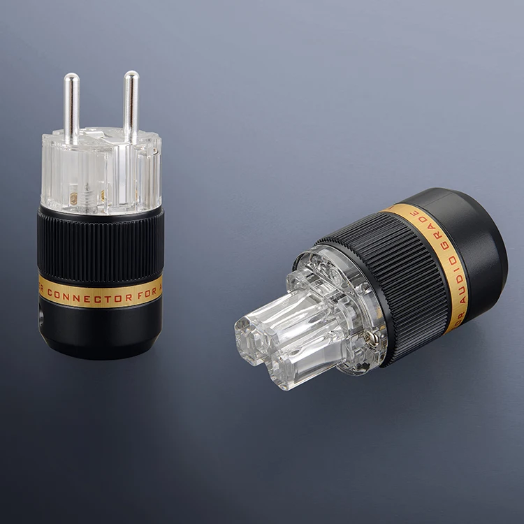 Pure Copper Silver Plated EU Schuko Power Plug Hifi Audio Cable Power Connector Speaker