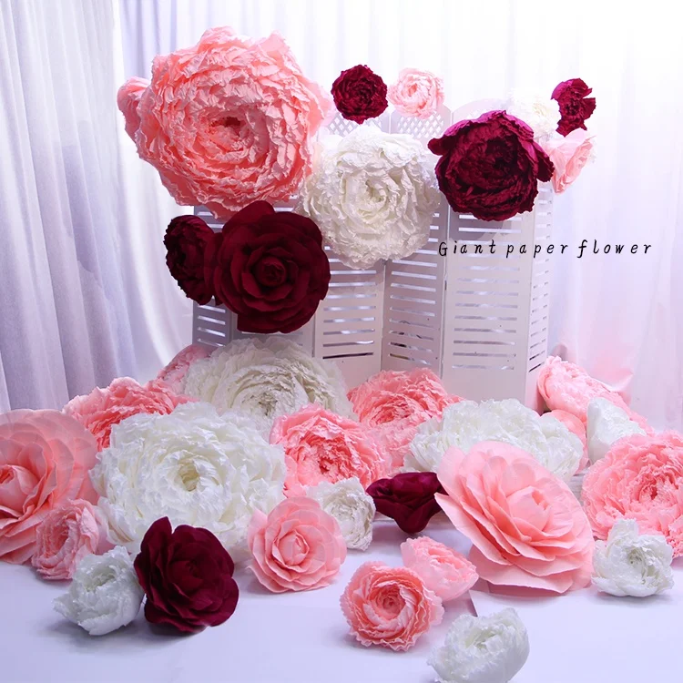 New China handmade high quality decorative giant crepe paper flowers for wedding decoration