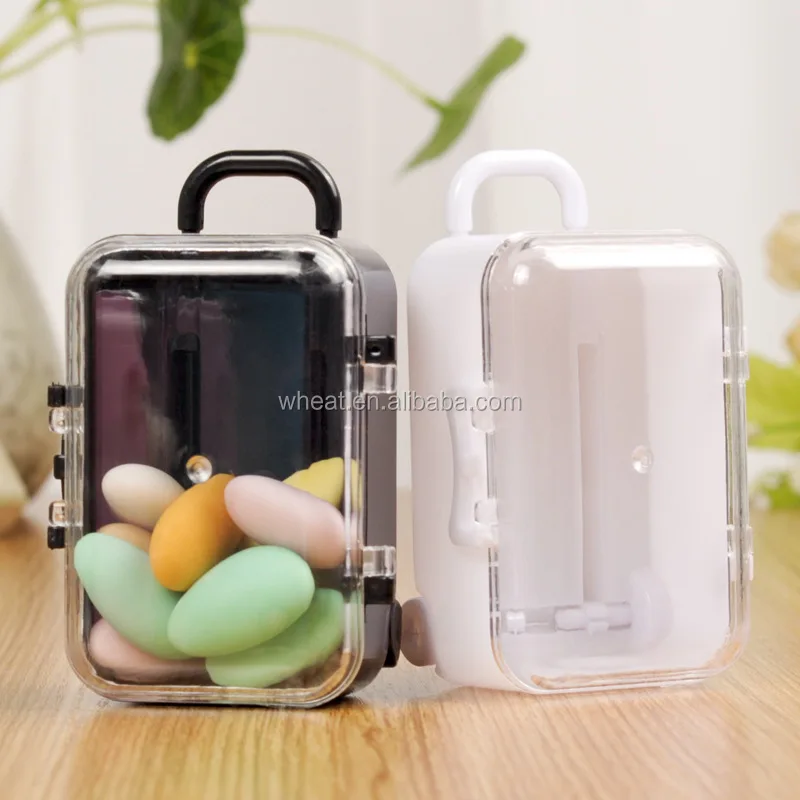 Wedding Favor Themed Mini Travel Plastic Suitcase Candy Box