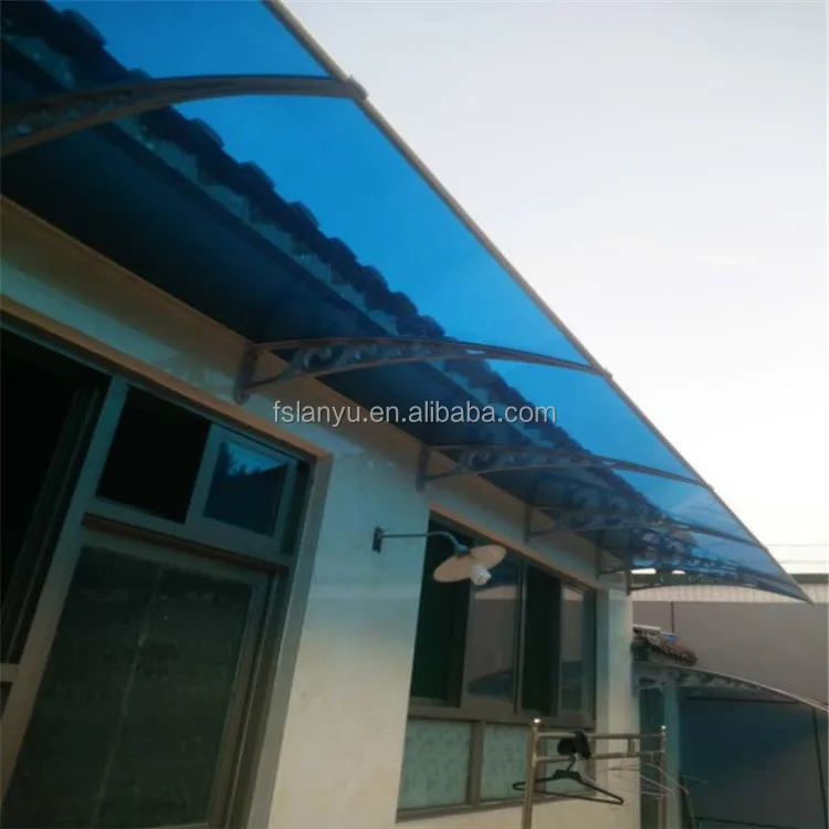 Bayer Entrance Canopy Material Clear Glass Awnings Polycarbonate Aluminum Alloy 100% Virgin PC Coated Manual