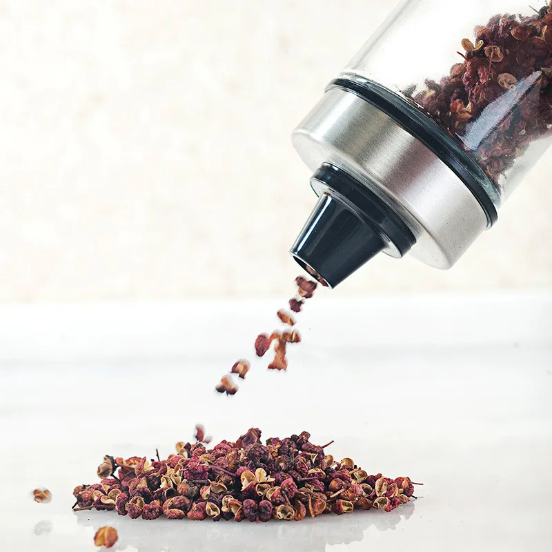 Stainless Steel spice pot/bottle/box glass Spice jars set with rotary spice rack