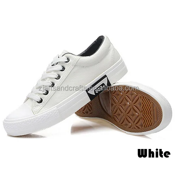 White flat vulcanized casual woman shoe canvas shoes for unisex