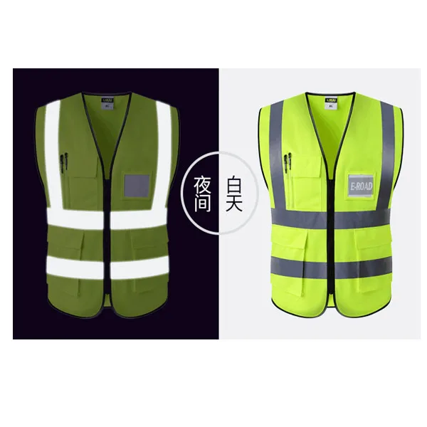 E-ROAD RV-007 fluorescent Yellow Color High Visibility reflective safety clothing Safety Vest with  pockets