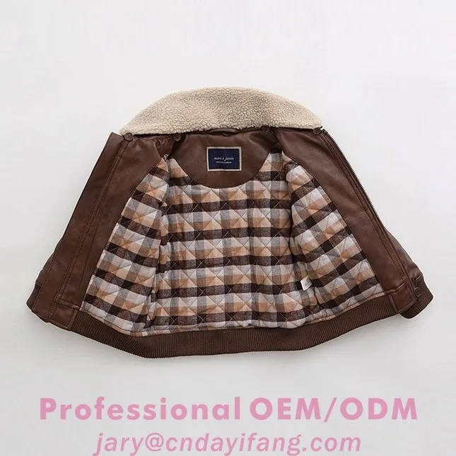 High quantity PU children leather jacket