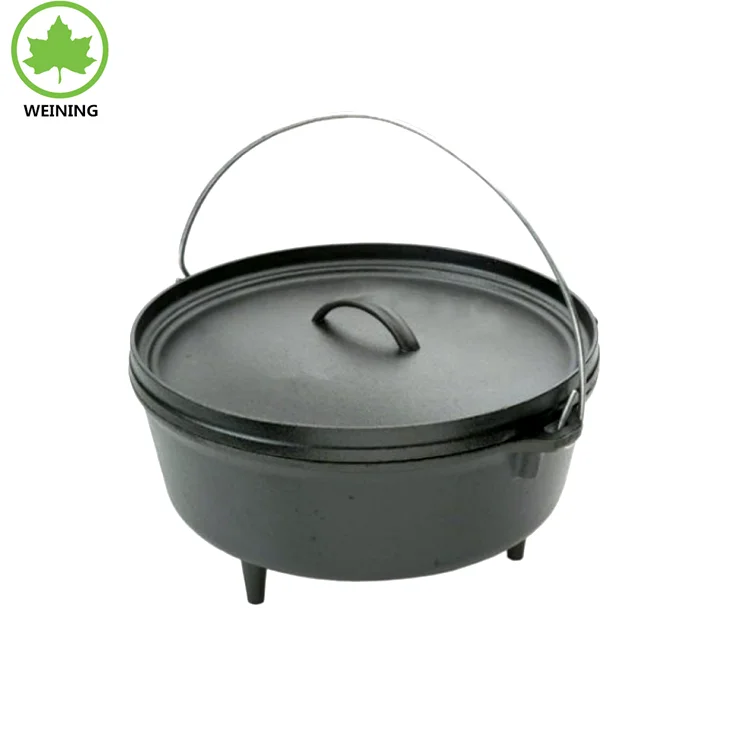 Camping Cooking Pot Tripod Cast Iron Dutch Oven Pot 4.5-9QT