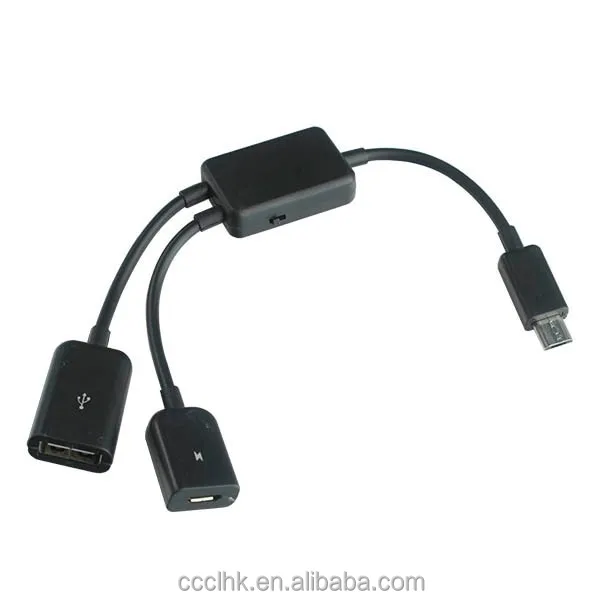 2in1 HUB OTG Micro USB to Micro USB Female+ OTG for Smart Phone/Tablet PC