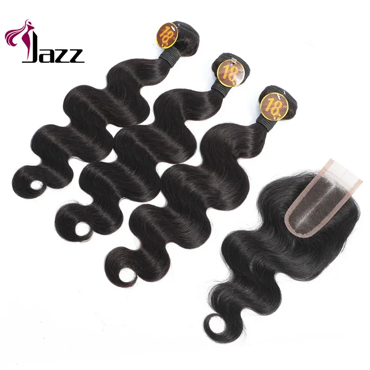 Brazilian Virgin Remy Human Hair 3 Bundles With 2 X 4 Lace Closure With Wig Cap 5-Piece Set