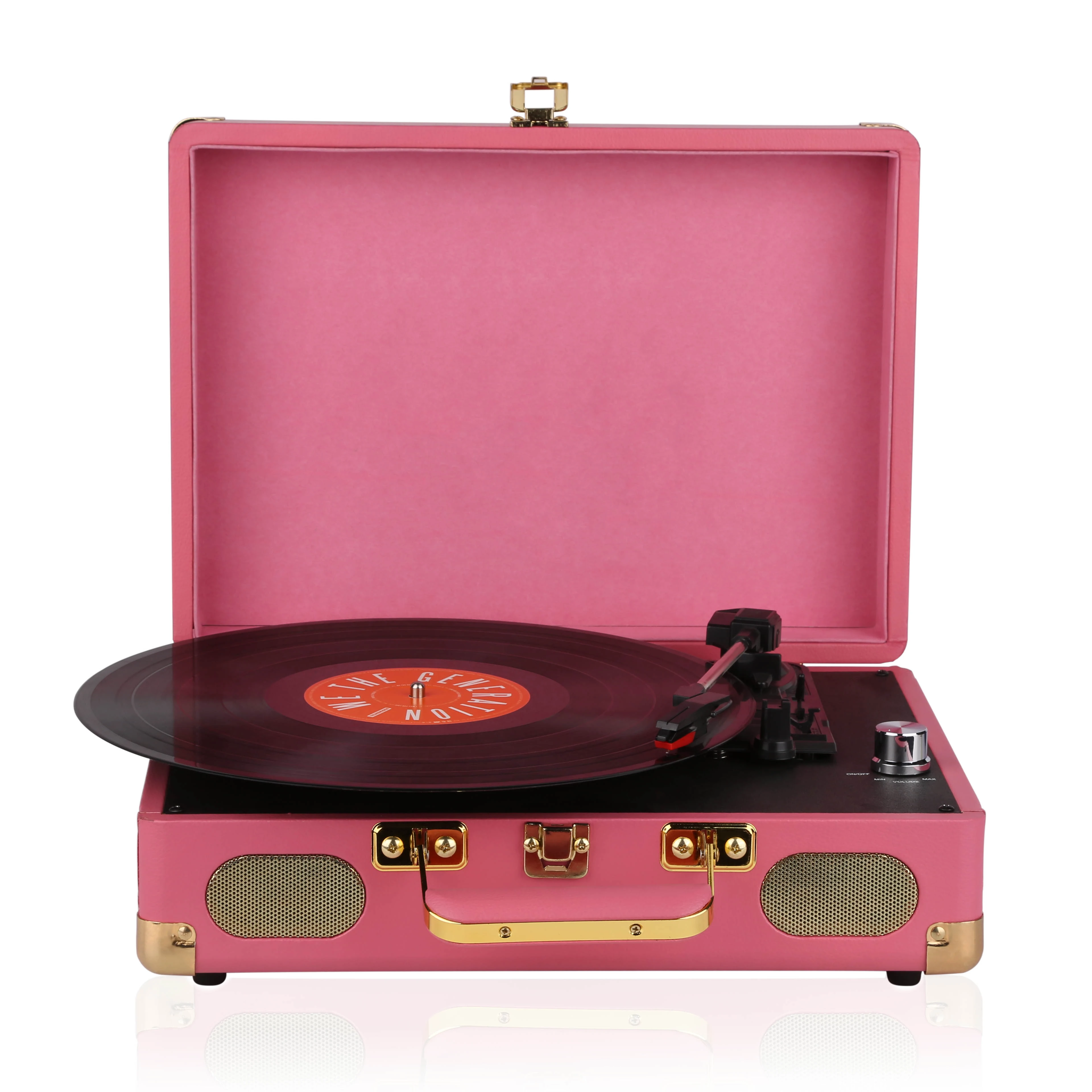 
Record Player Turntable, 3 Speed Record Player Suitcase with Built in Speakers/ Aux Input/ RCA Line Out 