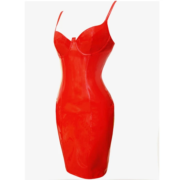 Women Faux Leather Clubwear Dresses Erotic Backless Sling Bodycon Dress