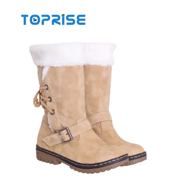 Winter warm leather rubber sole snow women boot