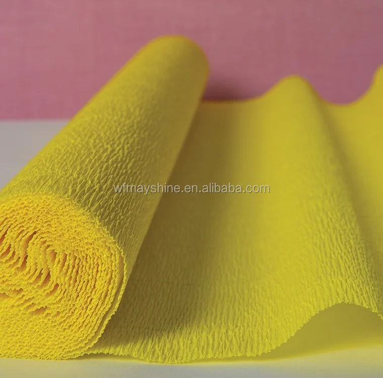 Цветочная упаковка на заказ 50*250 лимонно-желтая крепированная бумага для оптовой