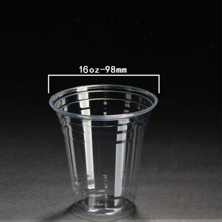 98caliber 500ml 16oz disposable pet bubble tea cups with lid for cold drink/juic/milk tea